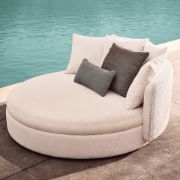 Curved White Bouclé Outdoor Daybed