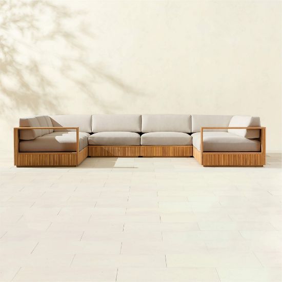Topia U-Shaped Teak Outdoor Sectional Sofa