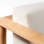 Teak Outdoor Sofa with Textured Ivory Cushions