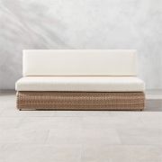 Curved Woven Outdoor Sectional Sofa with Pearl Cushions