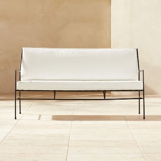 Iron Outdoor 2-Seater with Ivory Cushions