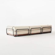 Modern Black & Mahogany Outdoor Sectional Sofa