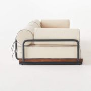 Modern Black & Mahogany Outdoor Sectional Sofa