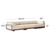 Modern Black & Mahogany Outdoor Sectional Sofa