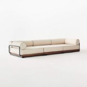 Modern Black & Mahogany Outdoor Sectional Sofa
