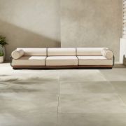 Modern Black & Mahogany Outdoor Sectional Sofa