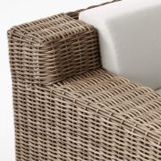 All‑Weather Rattan Outdoor Sofa with Warm White Cushions