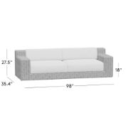 All‑Weather Rattan Outdoor Sofa with Warm White Cushions