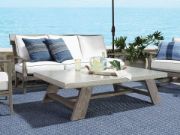 Picture of outdoor coffee table with teak base elegant