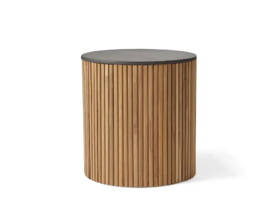 Picture of Outdoor End Table with Teak & Concrete – Solid