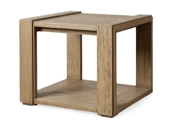 Square Outdoor End Table Teak Angled Modern