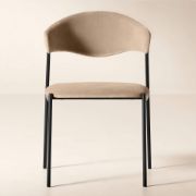 Sand Velvet Dining Chair with Sculpted Back
