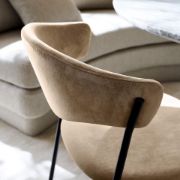 Sand Velvet Dining Chair with Sculpted Back