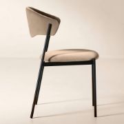 Sand Velvet Dining Chair with Sculpted Back