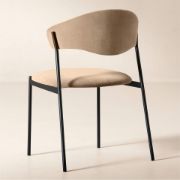 Sand Velvet Dining Chair with Sculpted Back