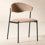 Sand Velvet Dining Chair with Sculpted Back