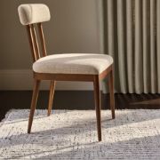 Ivory Upholstered Dining Chair with Oak Frame