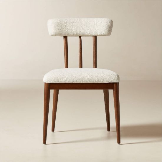 Ivory Upholstered Dining Chair with Oak Frame