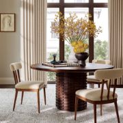Ivory Upholstered Dining Chair with Oak Frame