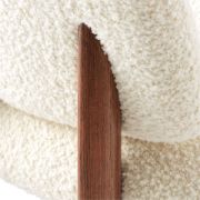 Warm White Bouclé Dining Chair with Oak Sleigh Legs