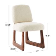 Warm White Bouclé Dining Chair with Oak Sleigh Legs