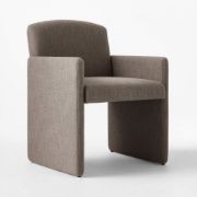 Warm White Corduroy Dining Armchair