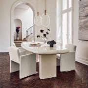 Warm White Corduroy Dining Armchair