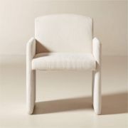 Warm White Corduroy Dining Armchair
