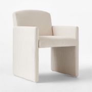 Warm White Corduroy Dining Armchair