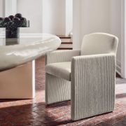 Warm White Corduroy Dining Armchair
