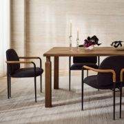Performance Fabric Dining Armchair with Metal Frame