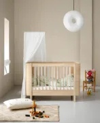 Picture of Convertible Wood Bed in White-Oiled Oak Finish