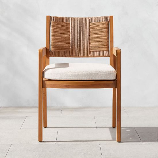 Teak & Rattan Dining Armchair