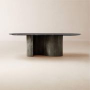 Oval Black Marble & Aluminum Dining Table