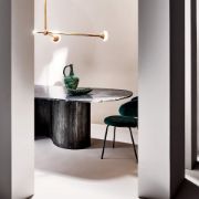 Oval Black Marble & Aluminum Dining Table