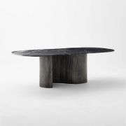 Oval Black Marble & Aluminum Dining Table