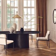 Oval Black Marble & Aluminum Dining Table