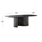 Oval Black Marble & Aluminum Dining Table