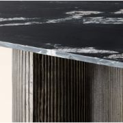 Oval Black Marble & Aluminum Dining Table