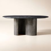 Oval Black Marble & Aluminum Dining Table