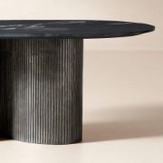 Oval Black Marble & Aluminum Dining Table