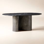Oval Black Marble & Aluminum Dining Table