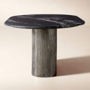 Oval Black Marble & Aluminum Dining Table