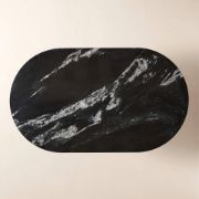 Oval Black Marble & Aluminum Dining Table