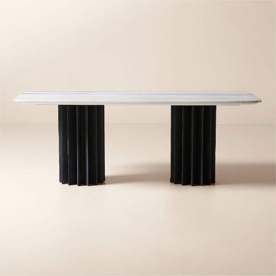 White Marble & Charcoal Concrete Dining Table