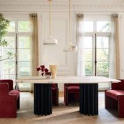 White Marble & Charcoal Concrete Dining Table