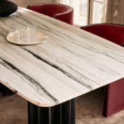 White Marble & Charcoal Concrete Dining Table
