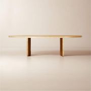 Oval Oak Dining Table with Unlacquered Brass