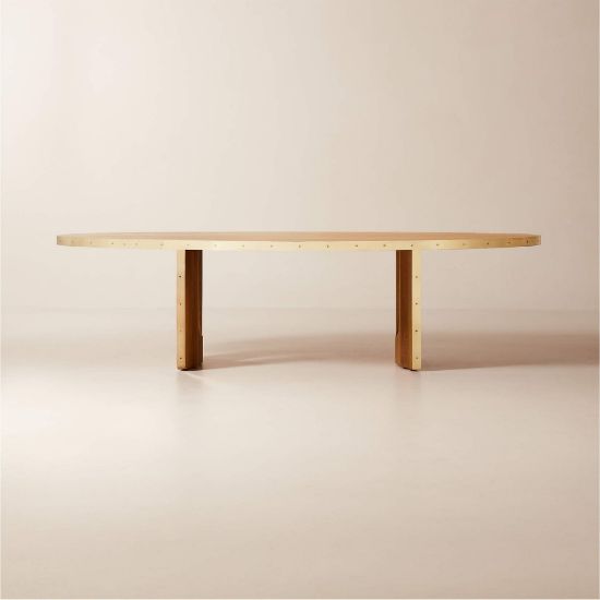 Oval Oak Dining Table with Unlacquered Brass
