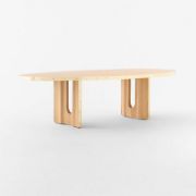Oval Oak Dining Table with Unlacquered Brass
